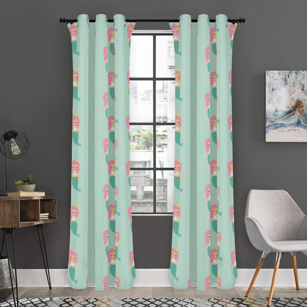 Cute Mermaid Pattern Print Curtain