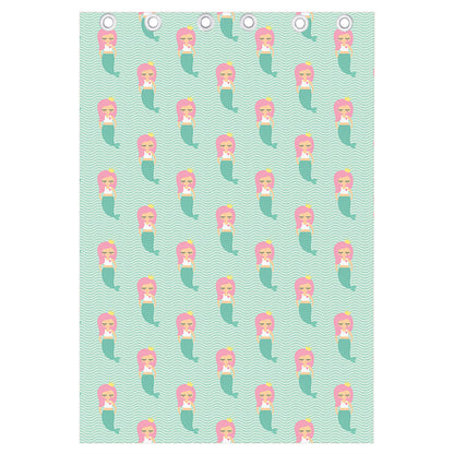 Cute Mermaid Pattern Print Curtain