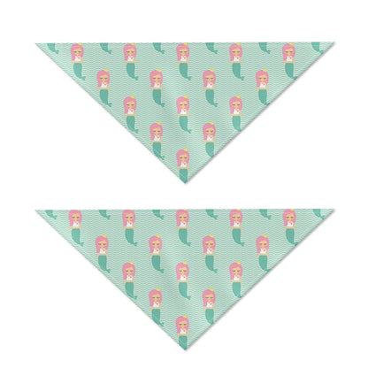 Cute Mermaid Pattern Print Dog Bandana