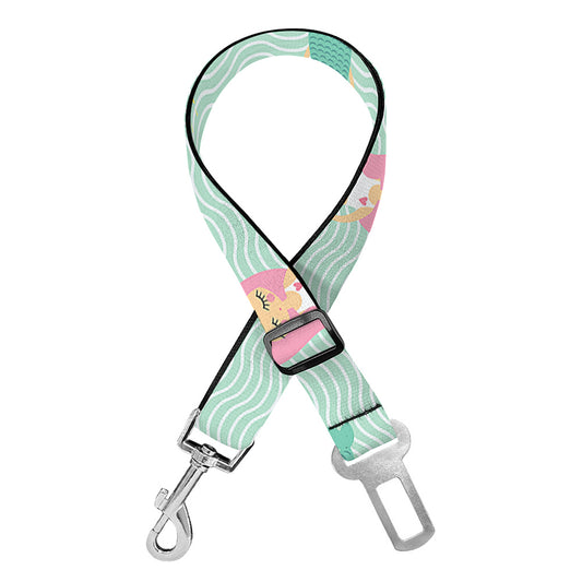 Cute Mermaid Pattern Print Dog Seat Belt