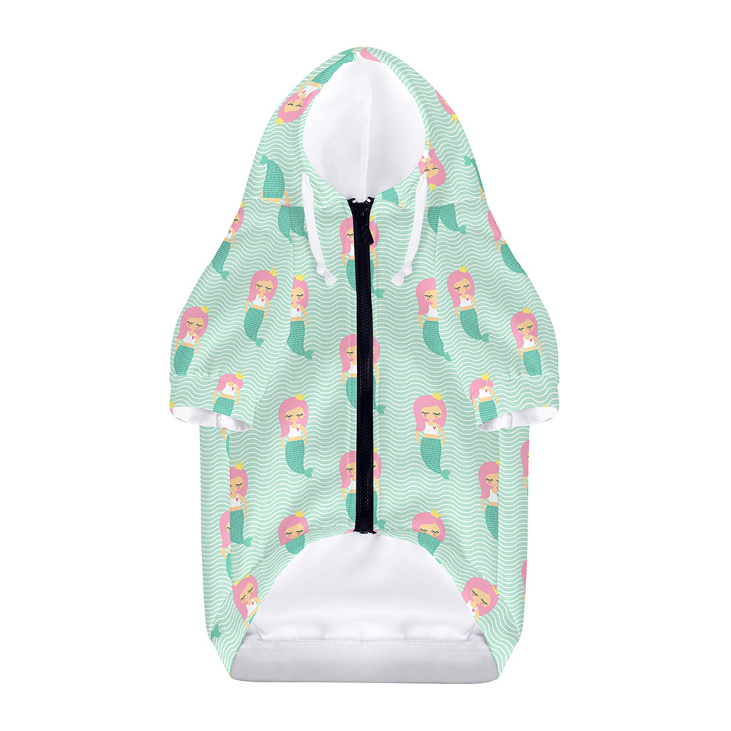 Cute Mermaid Pattern Print Dog Zip Up Hoodie