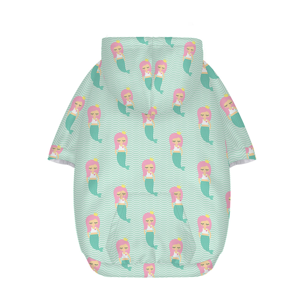 Cute Mermaid Pattern Print Dog Zip Up Hoodie