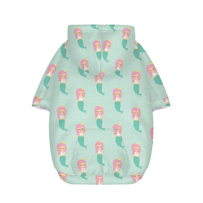 Cute Mermaid Pattern Print Dog Zip Up Hoodie