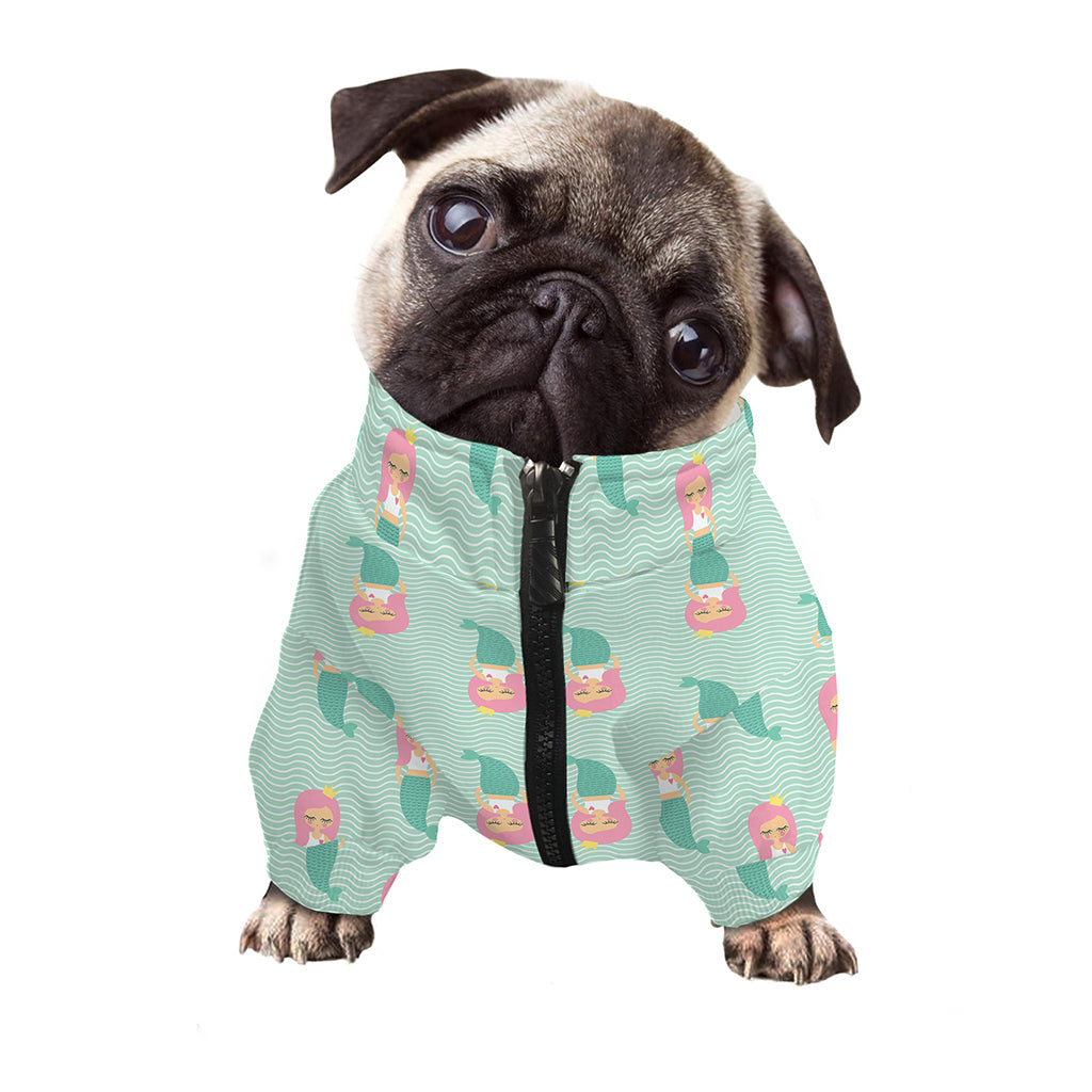 Cute Mermaid Pattern Print Dog Zip Up Jacket