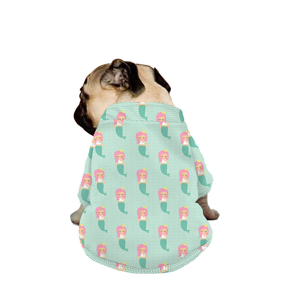 Cute Mermaid Pattern Print Dog Zip Up Jacket