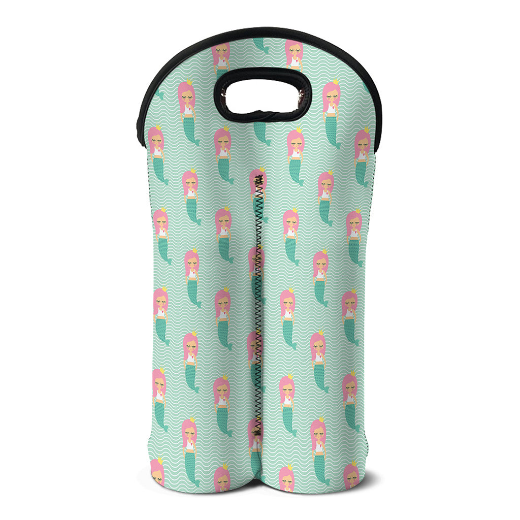 Cute Mermaid Pattern Print Double Neoprene Wine Tote