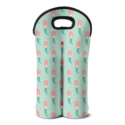 Cute Mermaid Pattern Print Double Neoprene Wine Tote