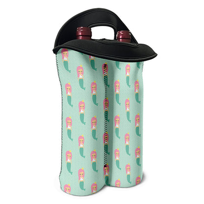 Cute Mermaid Pattern Print Double Neoprene Wine Tote