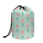 Cute Mermaid Pattern Print Drawstring Makeup Bag