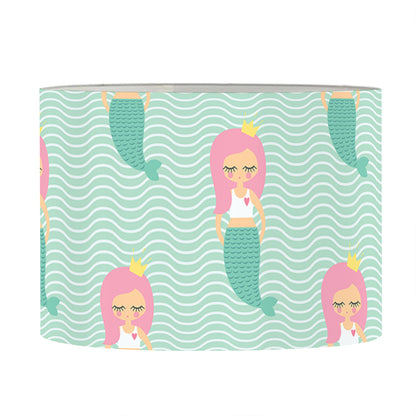 Cute Mermaid Pattern Print Drum Lamp Shade