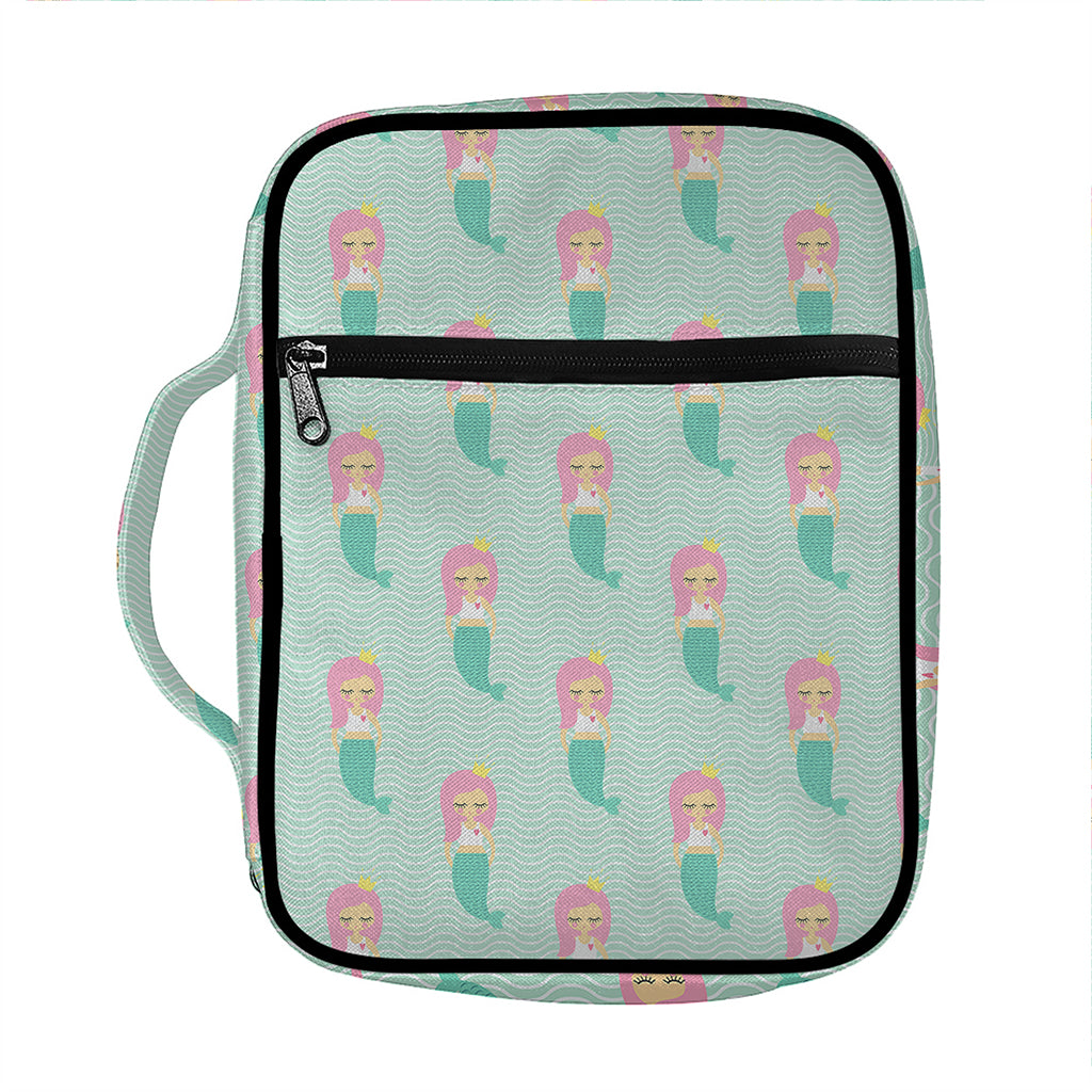 Cute Mermaid Pattern Print Front Pocket Bible Bag