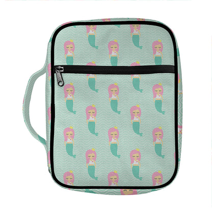 Cute Mermaid Pattern Print Front Pocket Bible Bag