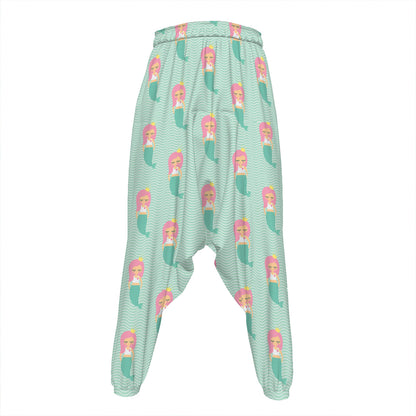 Cute Mermaid Pattern Print Hammer Pants
