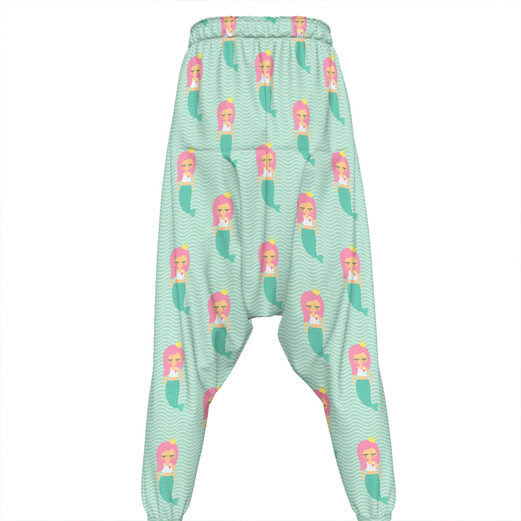 Cute Mermaid Pattern Print Hammer Pants