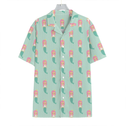 Cute Mermaid Pattern Print Hawaiian Shirt