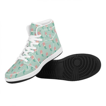 Cute Mermaid Pattern Print High Top Leather Sneakers
