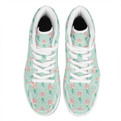 Cute Mermaid Pattern Print High Top Leather Sneakers