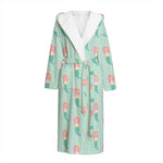 Cute Mermaid Pattern Print Hooded Bathrobe