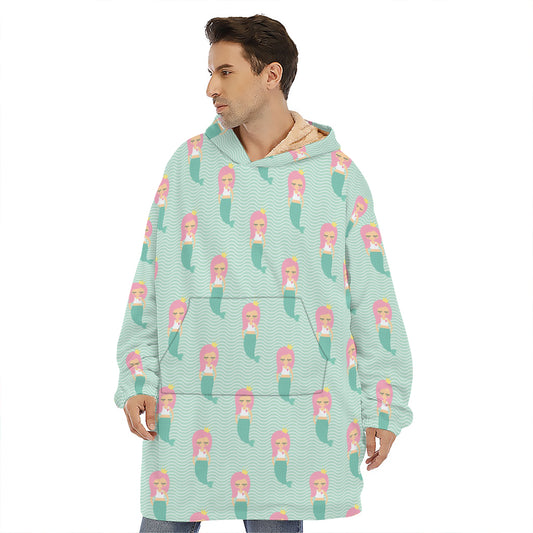 Cute Mermaid Pattern Print Hoodie Blanket