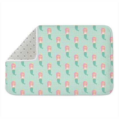 Cute Mermaid Pattern Print Indoor Door Mat