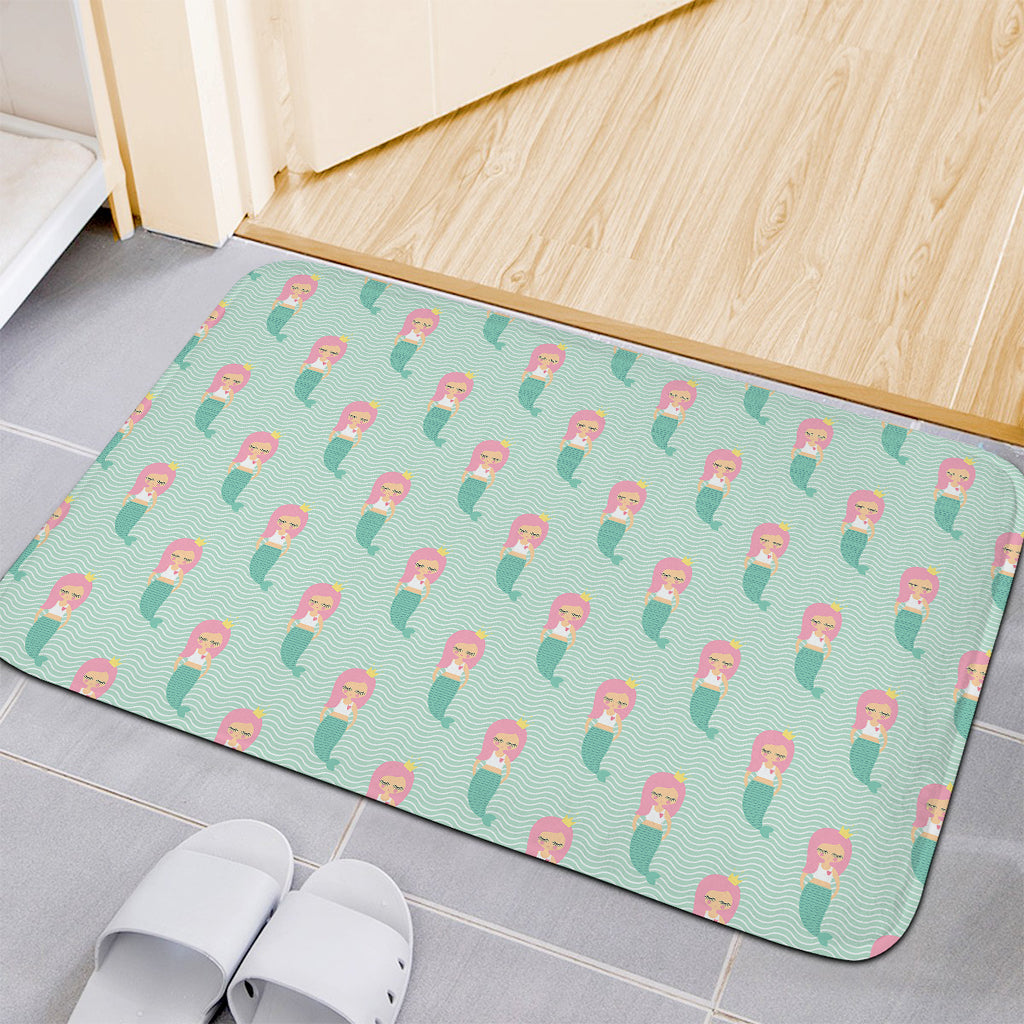 Cute Mermaid Pattern Print Indoor Door Mat