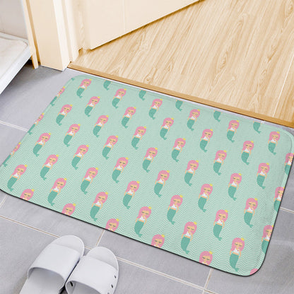 Cute Mermaid Pattern Print Indoor Door Mat