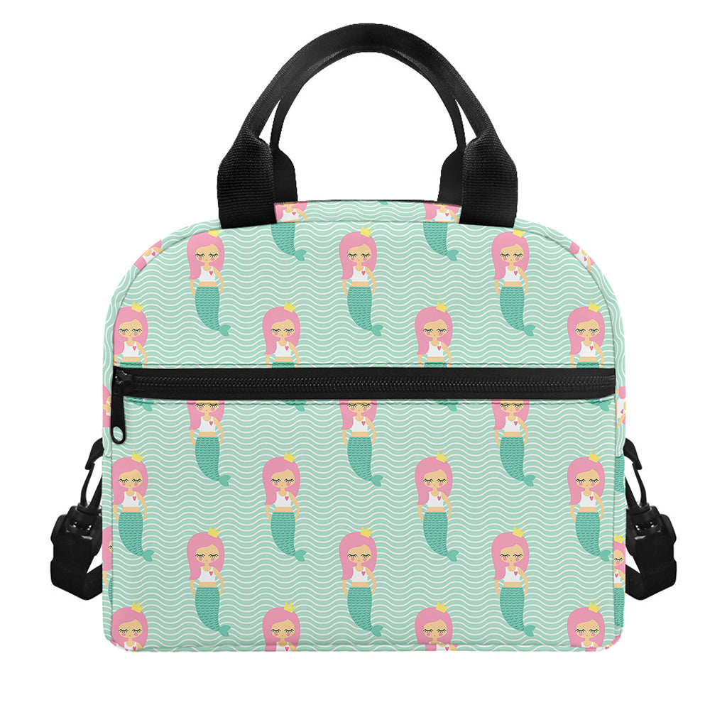 Cute Mermaid Pattern Print Insulated Lunch Bag