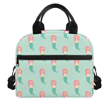 Cute Mermaid Pattern Print Insulated Lunch Bag