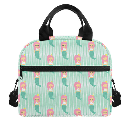 Cute Mermaid Pattern Print Insulated Lunch Bag