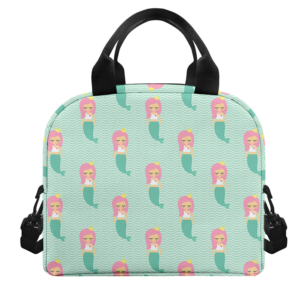 Cute Mermaid Pattern Print Insulated Lunch Bag