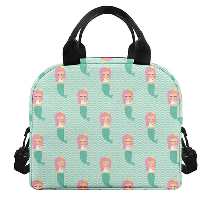 Cute Mermaid Pattern Print Insulated Lunch Bag