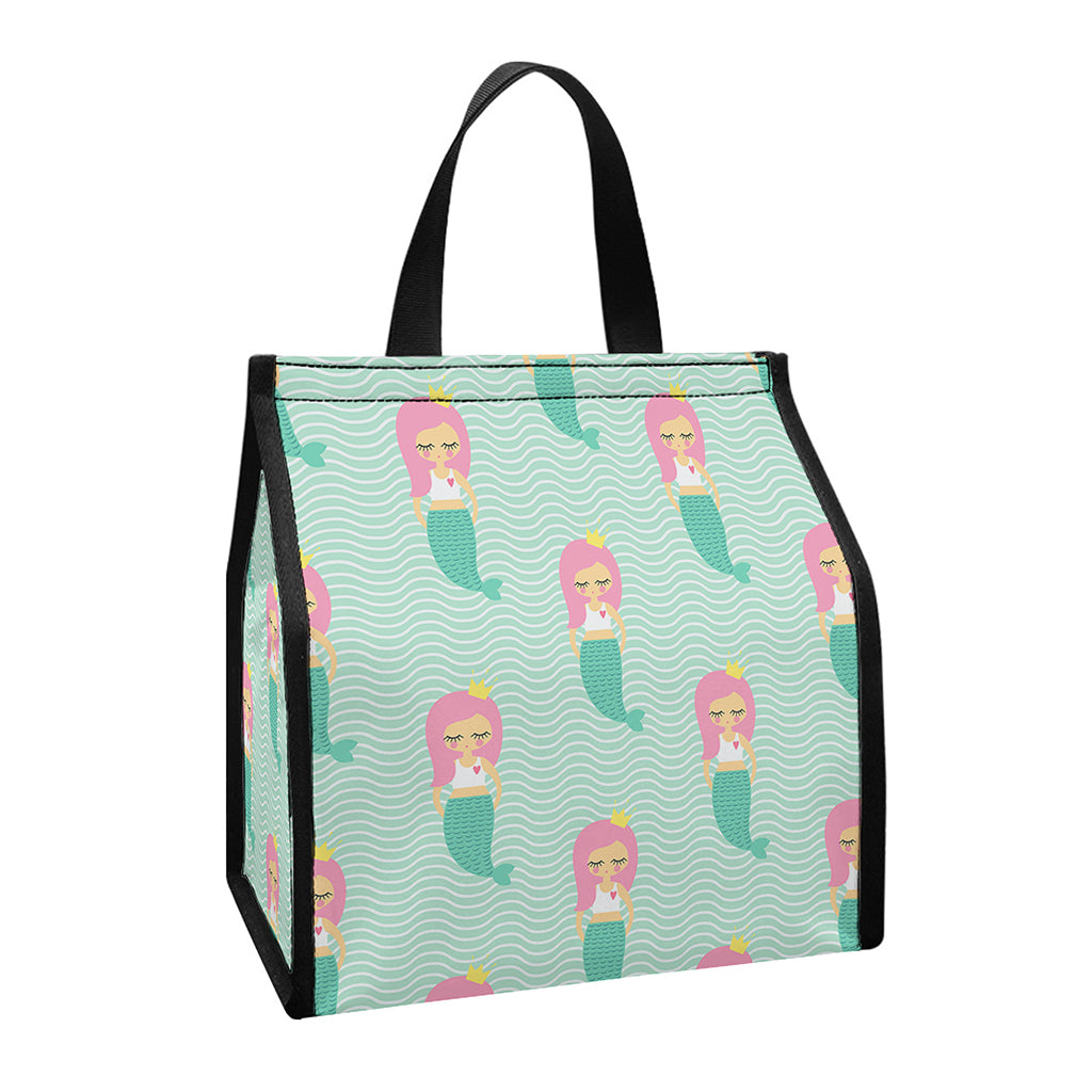 Cute Mermaid Pattern Print Insulated Lunch Tote