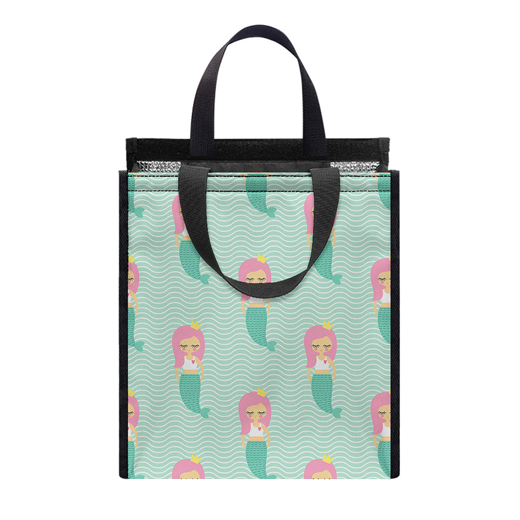 Cute Mermaid Pattern Print Insulated Lunch Tote