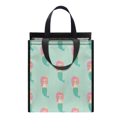 Cute Mermaid Pattern Print Insulated Lunch Tote
