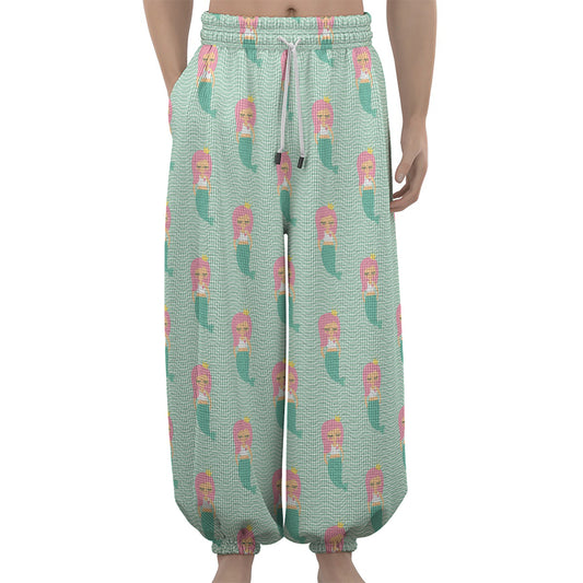 Cute Mermaid Pattern Print Lantern Pants