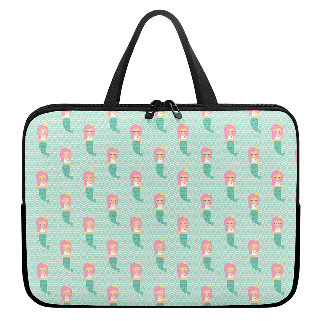 Cute Mermaid Pattern Print Laptop Sleeve With Handle