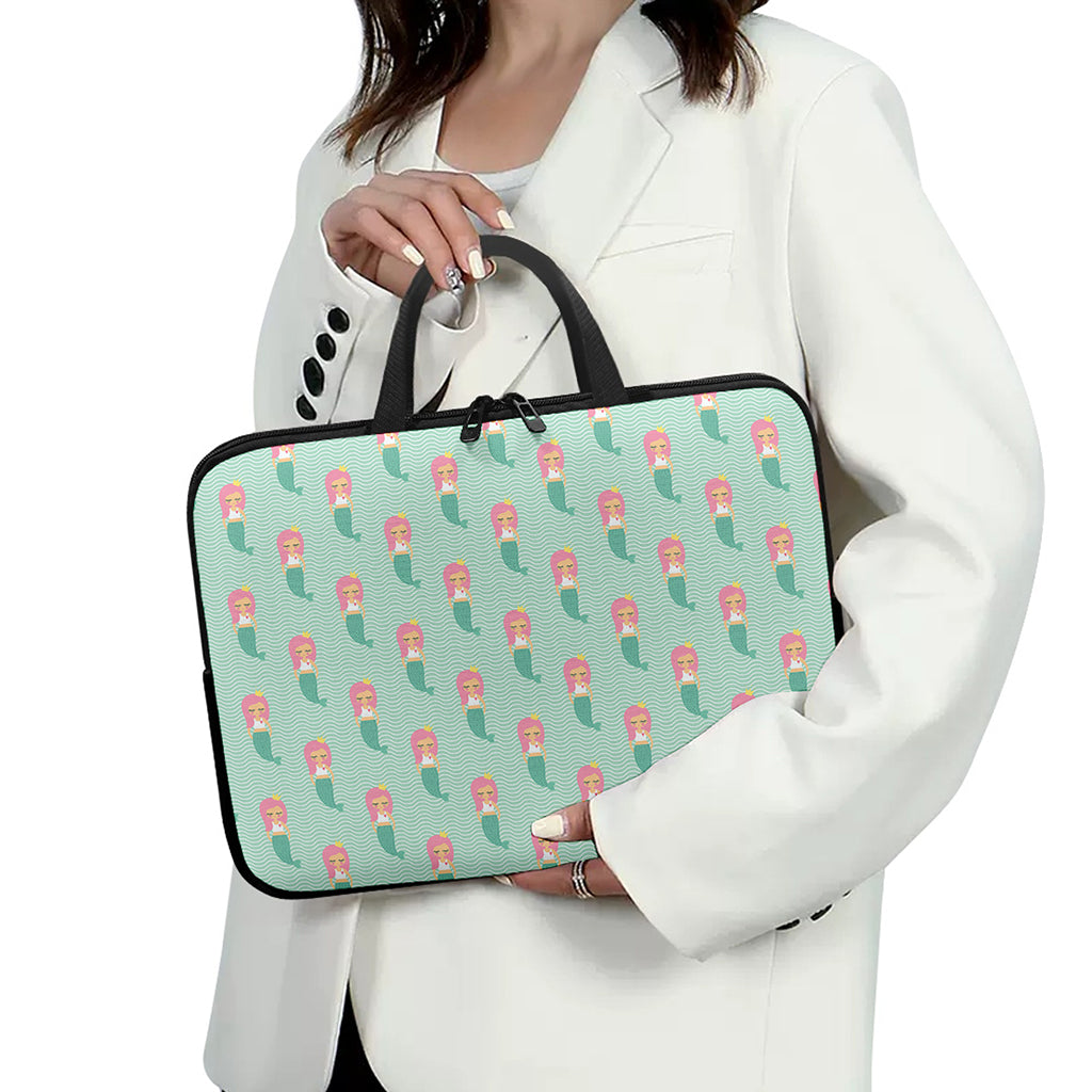Cute Mermaid Pattern Print Laptop Sleeve With Handle