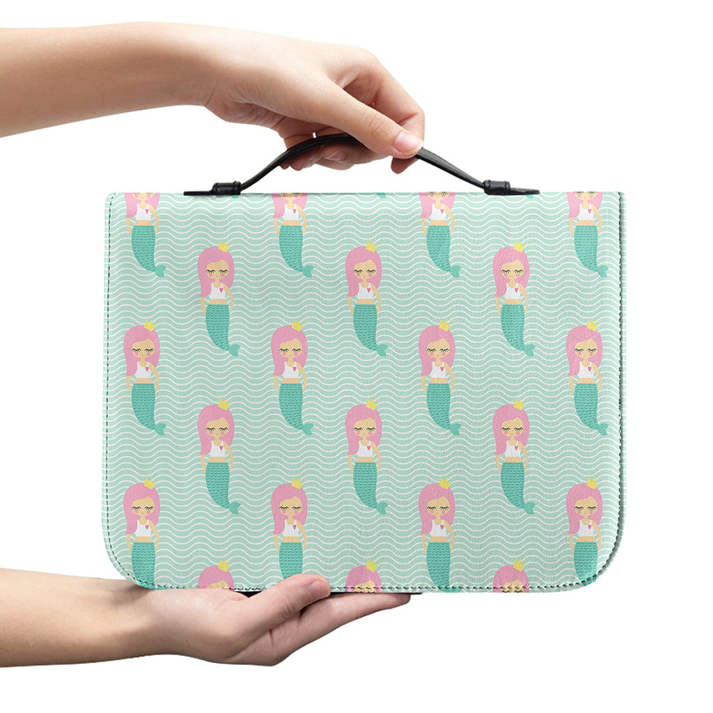 Cute Mermaid Pattern Print Leather Bible Cover