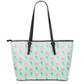 Cute Mermaid Pattern Print Leather Tote Bag With Zipper