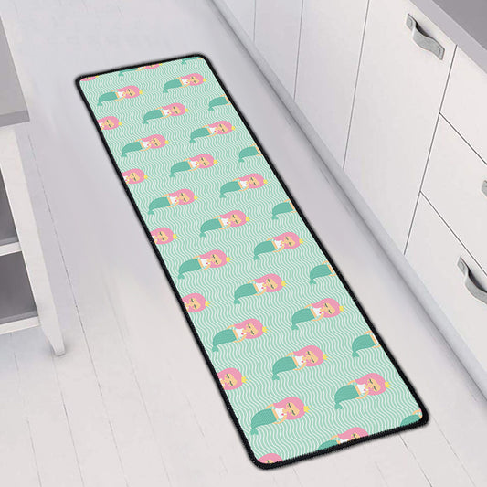 Cute Mermaid Pattern Print Long Kitchen Mat