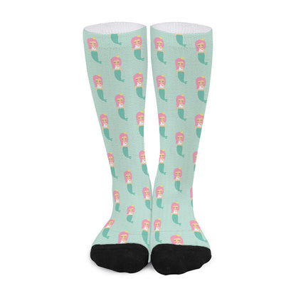 Cute Mermaid Pattern Print Long Socks