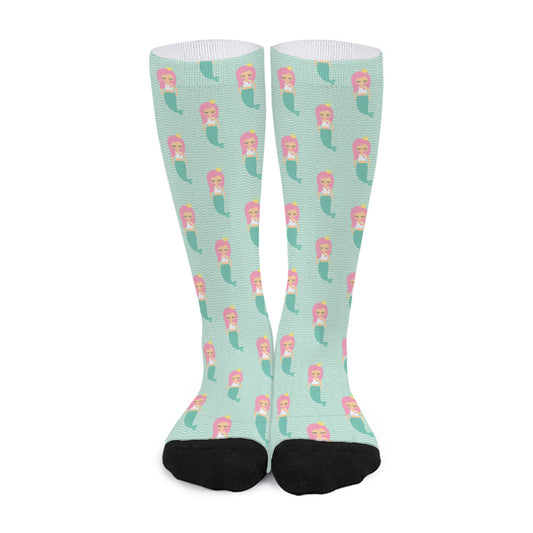 Cute Mermaid Pattern Print Long Socks