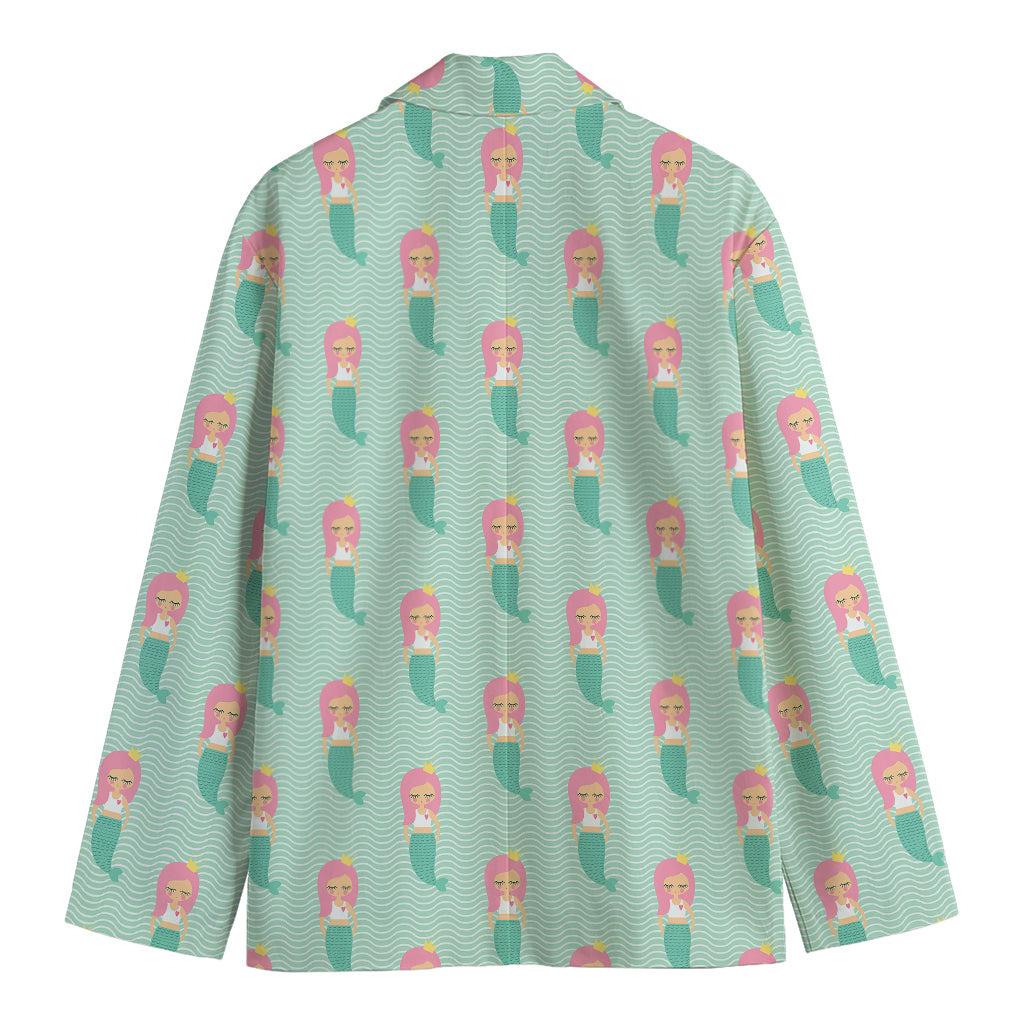 Cute Mermaid Pattern Print Men's Blazer