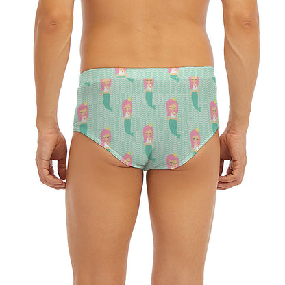 Cute Mermaid Pattern Print Men's Briefs