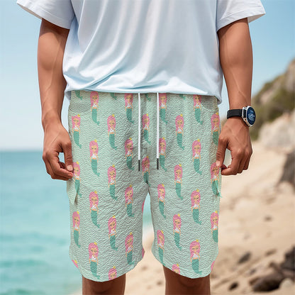 Cute Mermaid Pattern Print Men's Cargo Shorts