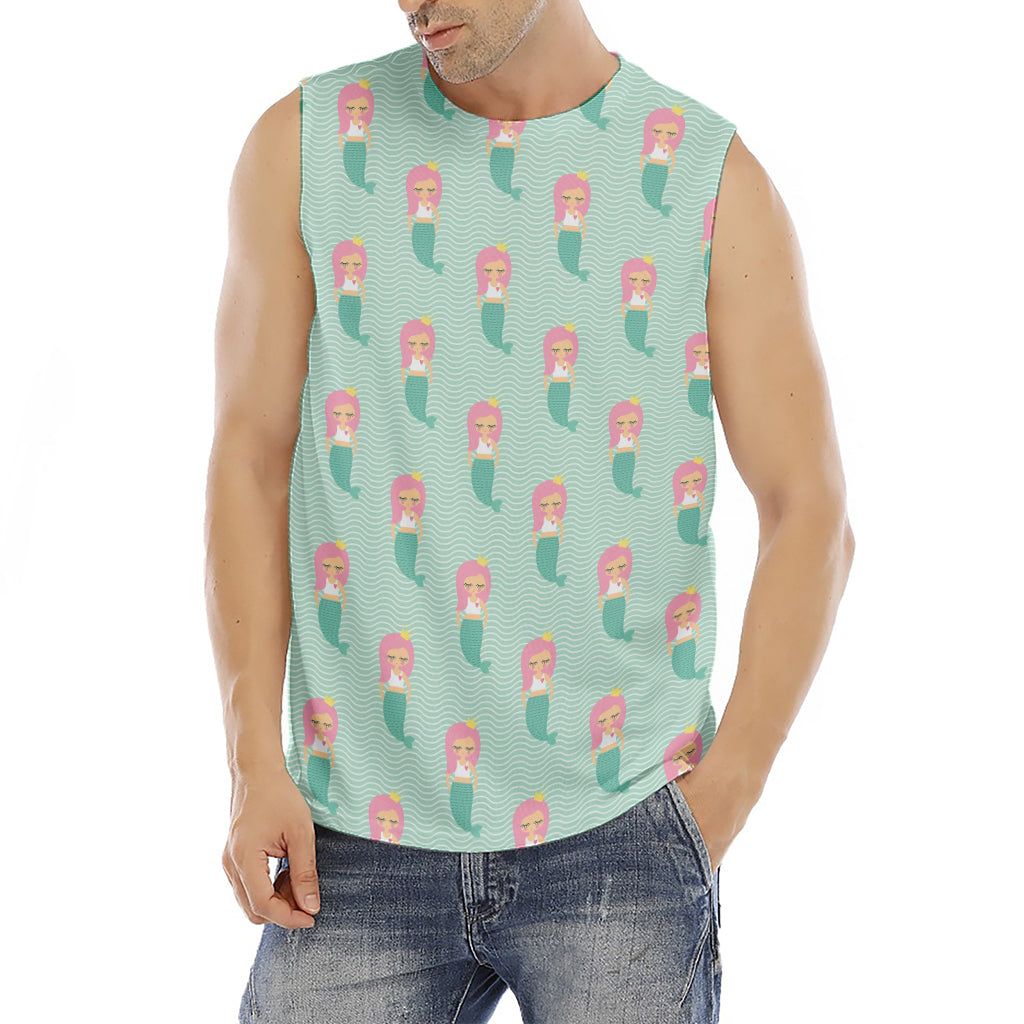 Cute Mermaid Pattern Print Men's Fitness Tank Top