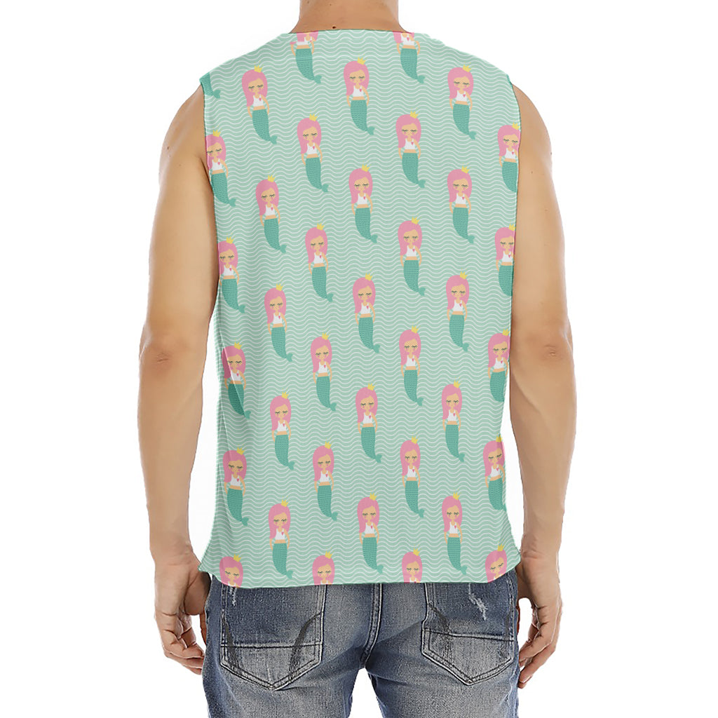 Cute Mermaid Pattern Print Men's Fitness Tank Top