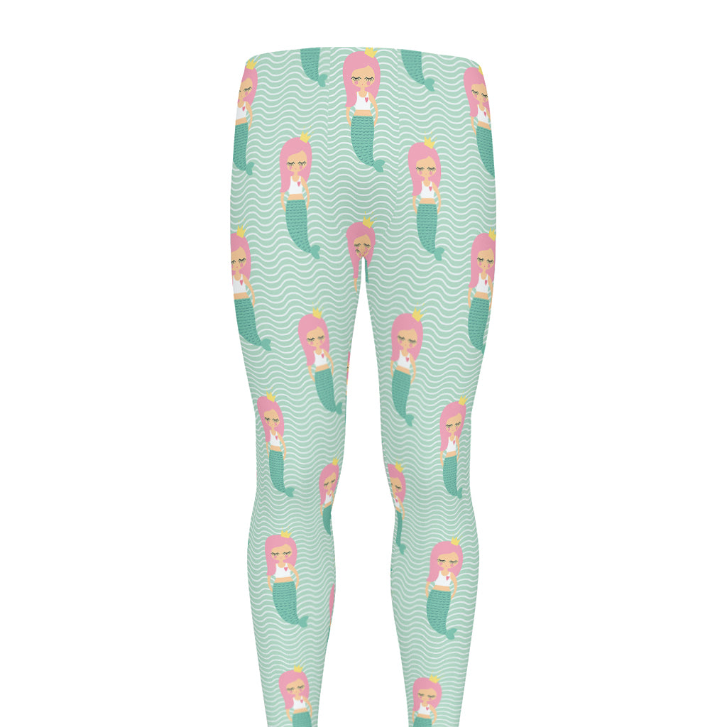 Cute Mermaid Pattern Print Men's leggings
