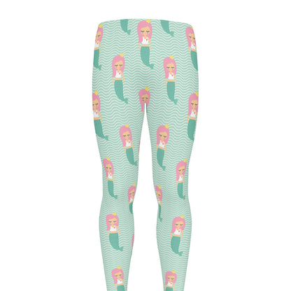Cute Mermaid Pattern Print Men's leggings
