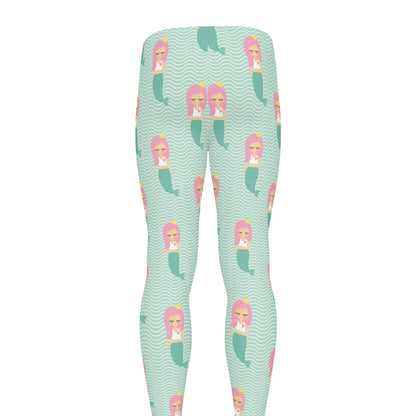 Cute Mermaid Pattern Print Men's leggings